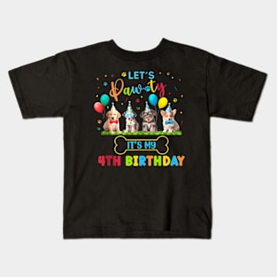 Birthday Boy Paw Dog Lovers Theme 1St 5Th 3Rd 4Th Kids T-Shirt